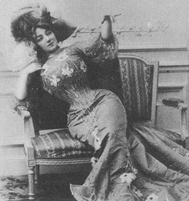 Victorian with such a tiny corseted waist that she cant sit up on her own.